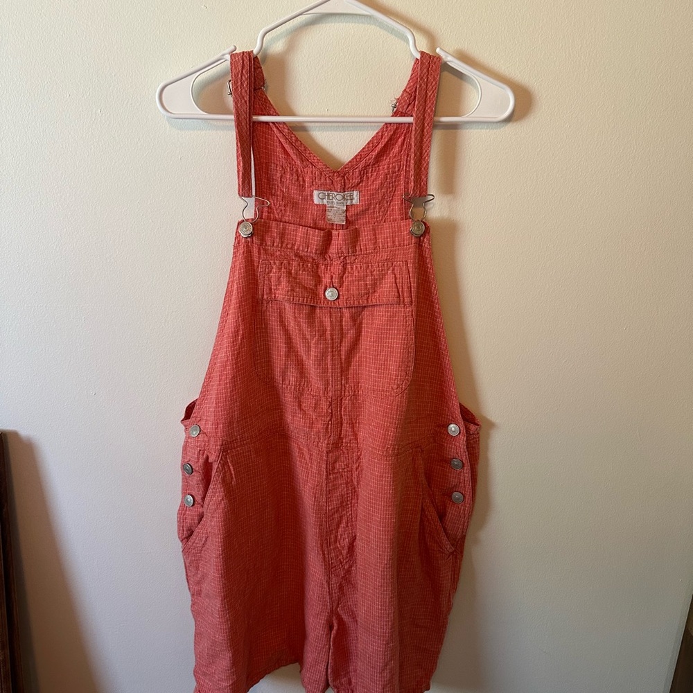 Cherokee Plus Size Coral Textured Overalls